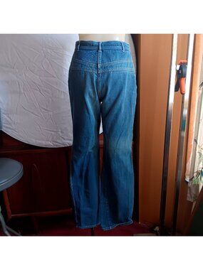 26x30 13/14 1970's Vintage Women's Disco Jeans High-Waisted Denim Stash Pockets